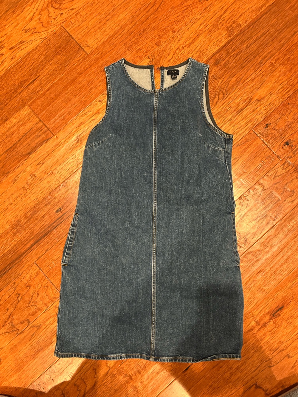 J. Crew Denim Sleeveless Shift Dress - Dark Blue with Black Trim